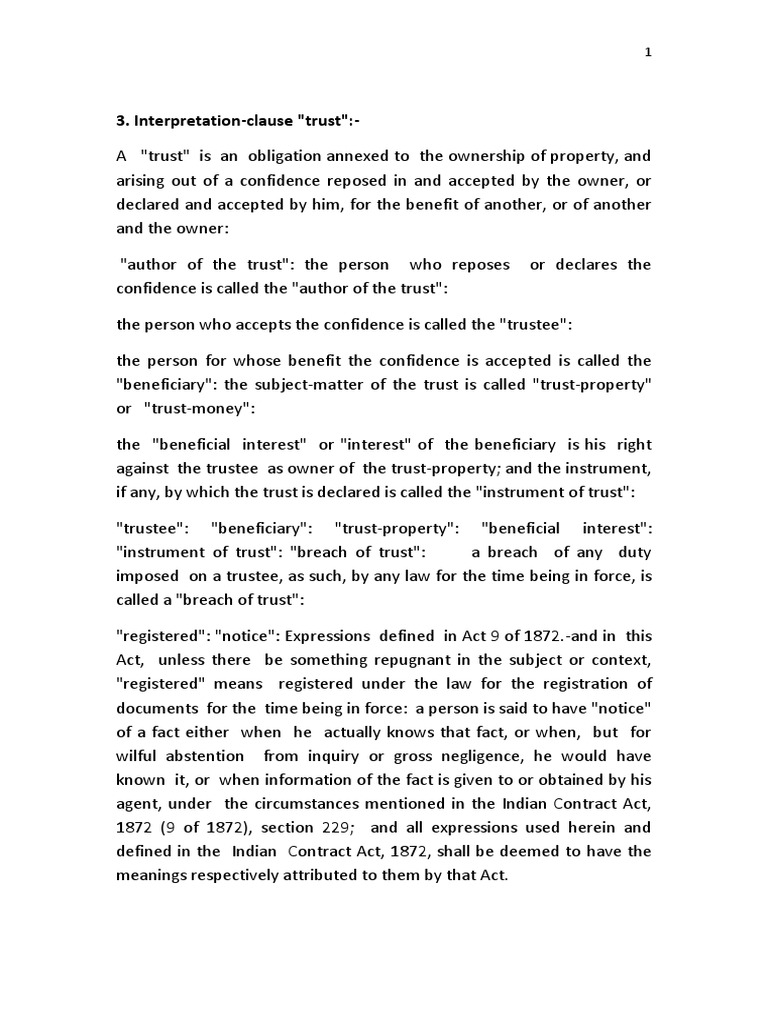 InterpretationClause "Trust" PDF English Trust Law Trust Law