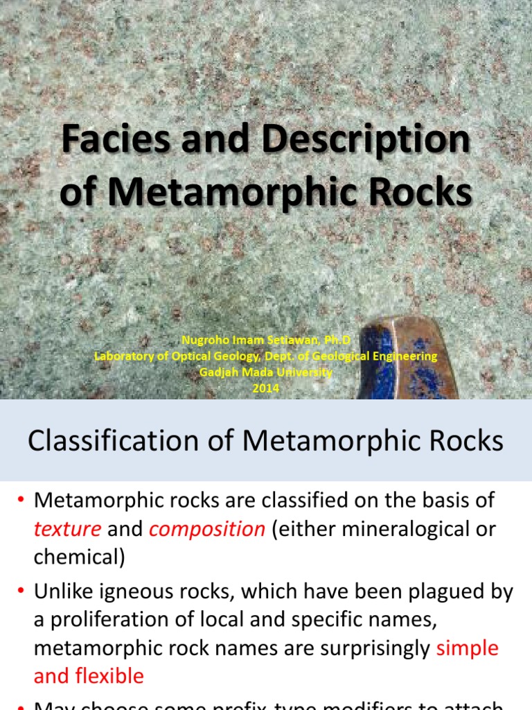 Classification of Metamorphic Rocks | PDF | Rock (Geology) | Minerals