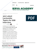 300 Latest Lecturette Topics For SSB Interview PDF