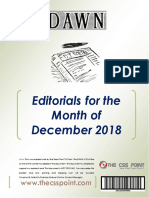 Editorials For The Month of December 2018: Complied & Edited by Shahbaz Shakeel (Online Content Manager)