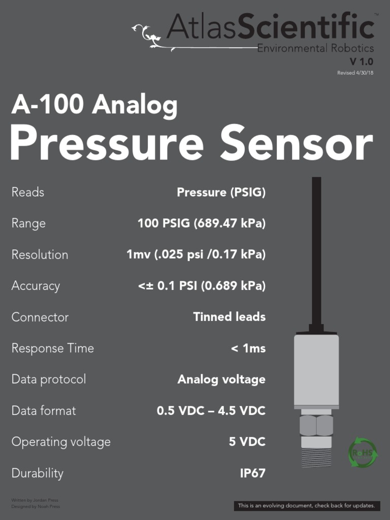 A100 Analog Pressure Sensor PDF Pressure Sensor