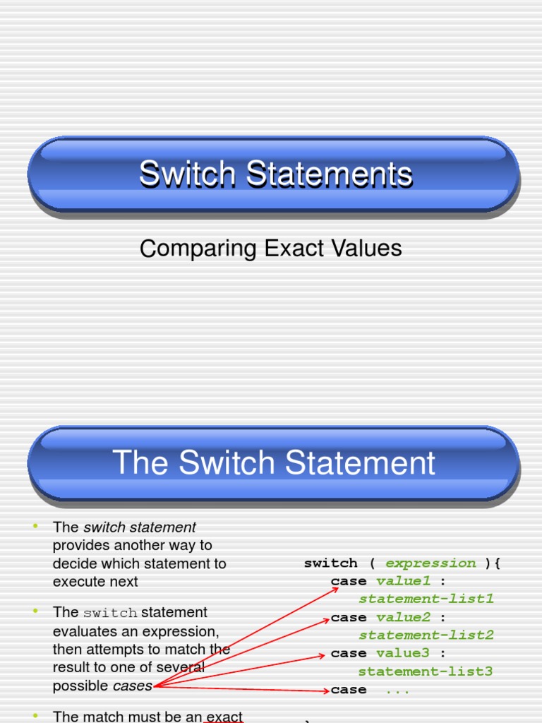 Switch Statements: Comparing Exact Values | PDF | Control Flow | Syntax ...