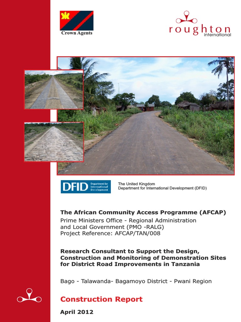 Tanzania District Road Improvement Report | PDF | Road | Road Surface