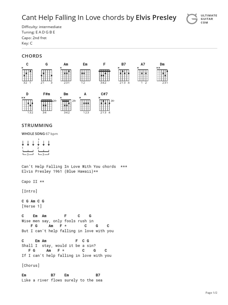 Cant Help Falling In Love Chords By Elvis Presley Song Structure Musical Forms