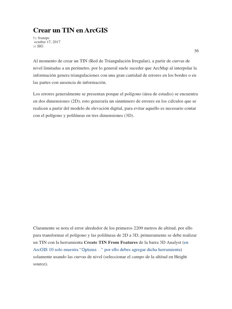 Crear Un TIN en ArcGIS | PDF | Arc Gis | Sistema de información geográfica