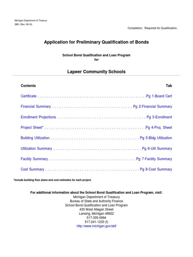 Lapeer 2019 Bond App 62619 PDF Property Tax Municipal Bond