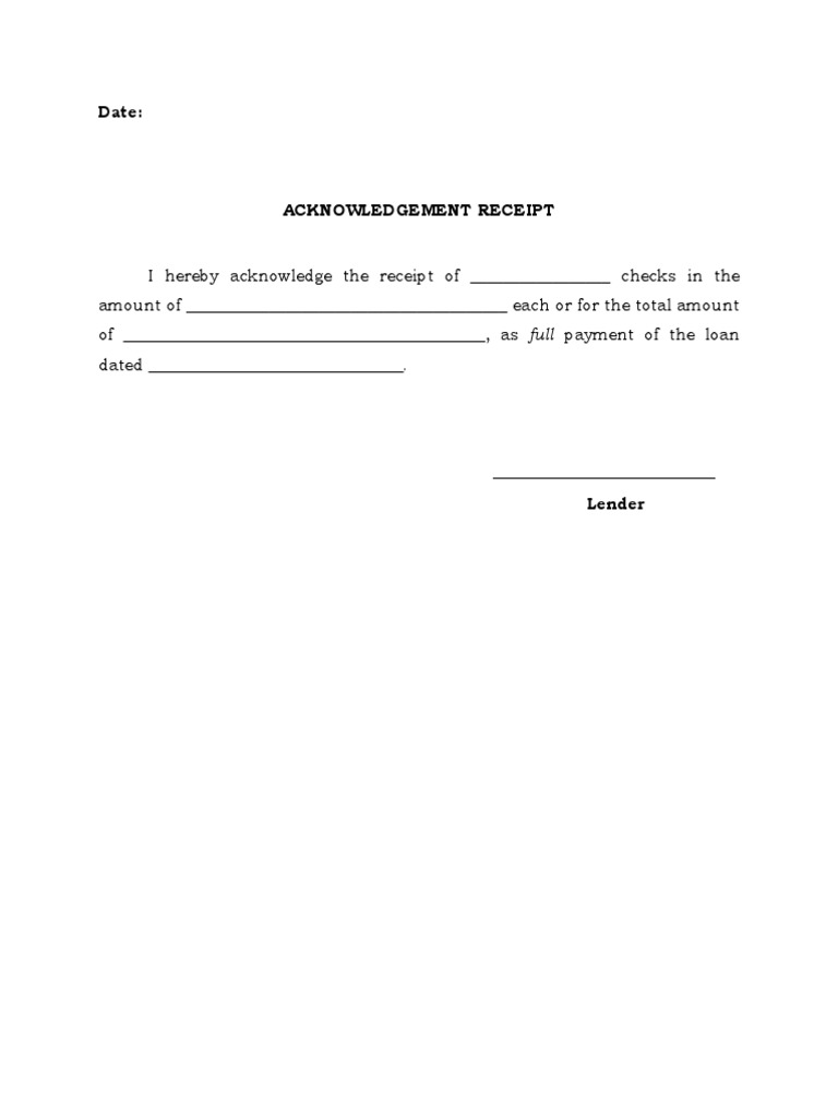 Loan Payment Acknowledgement Receipt | PDF
