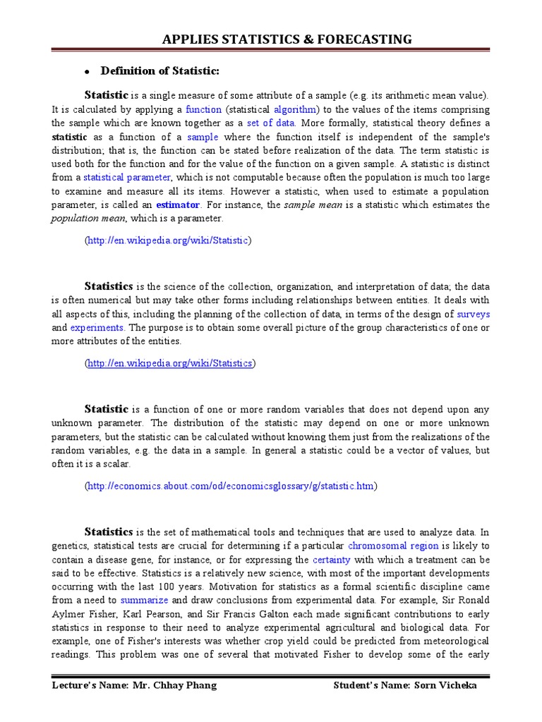 Statistic | PDF | Statistics | Probability And Statistics