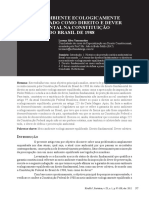 O Meio Ambiente Ecologicamente Equilibrado Como Direito E Dever Fundamental Na Constituição Federal Do Brasil de 1988