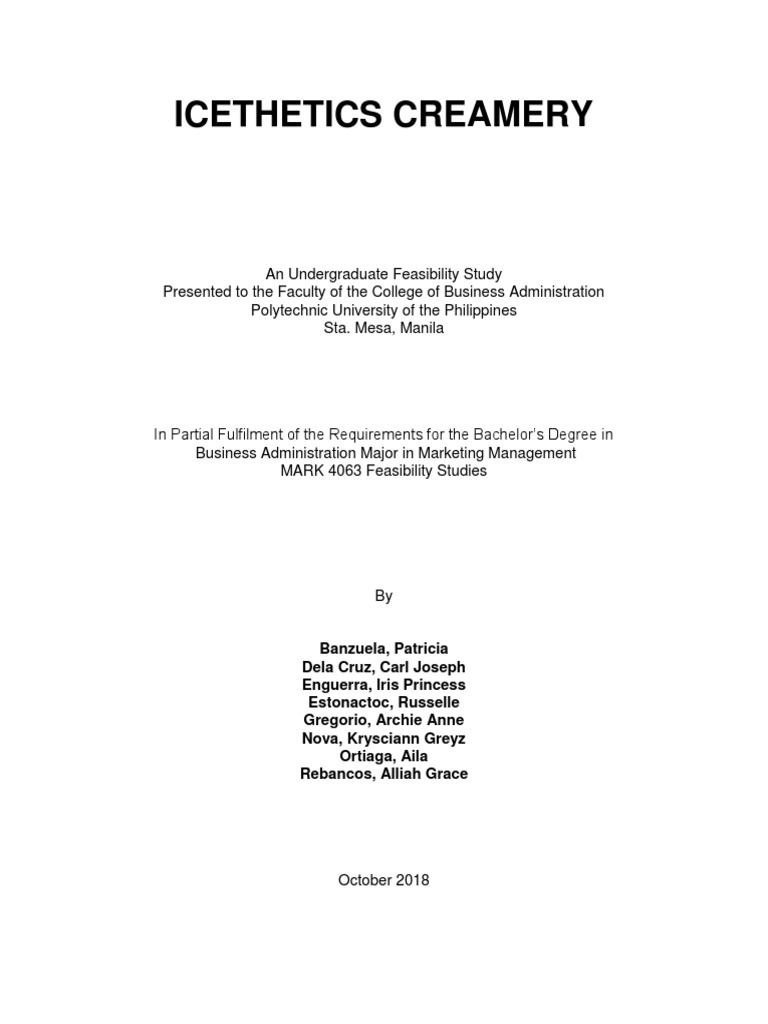Icethetics Creamery An Undergraduate Feasibility Study on Opening a