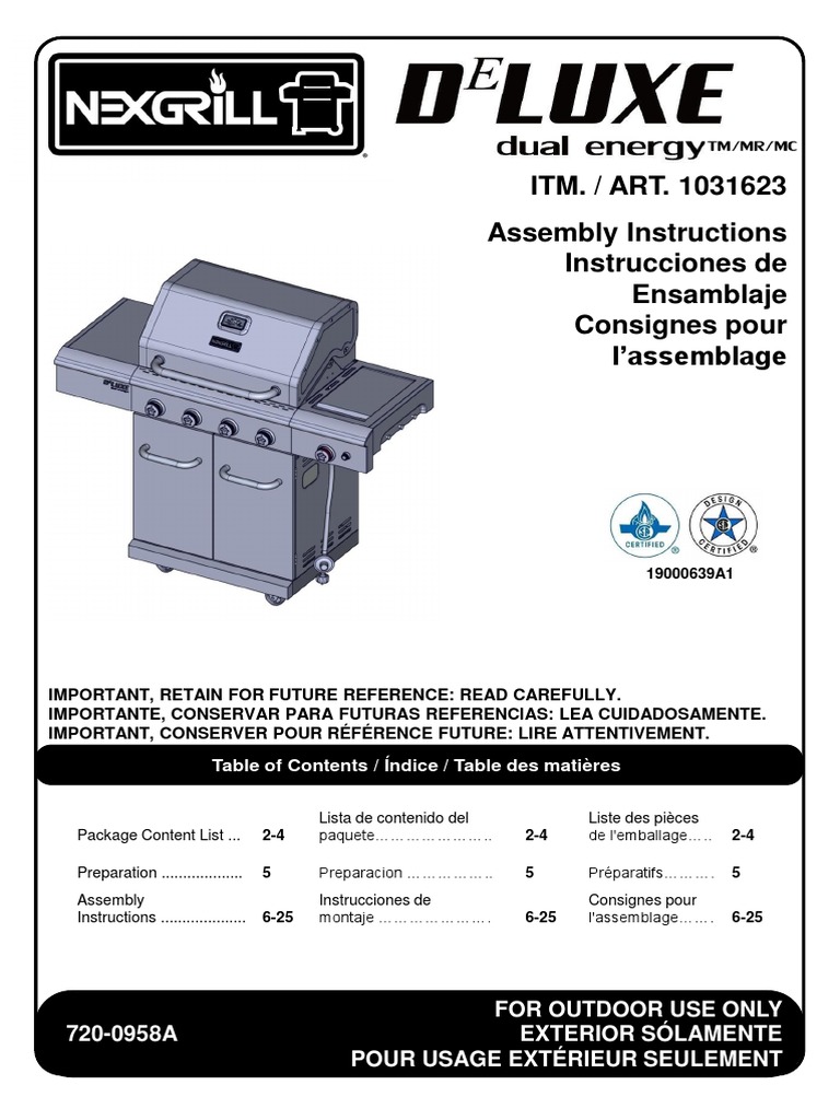 Nexgrill 5-Burner Assembly Guide | PDF | Costco | Software