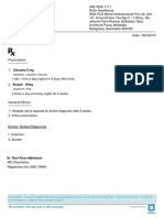 Zolsoma 5 MG: Doctor Notes/Diagnosis