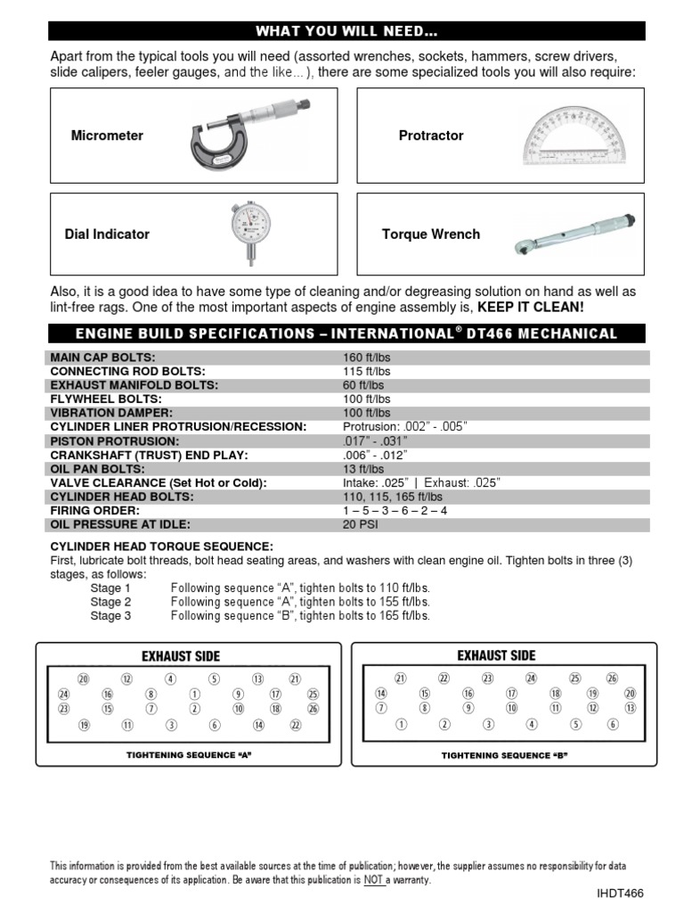 International dt466 PDF Cylinder (Engine) Screw