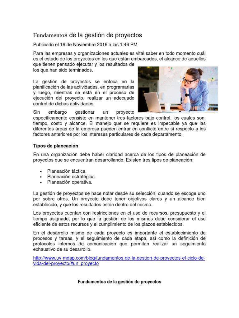 Fundamentos de la gestión de proyectos | PDF | Gestión de proyectos ...