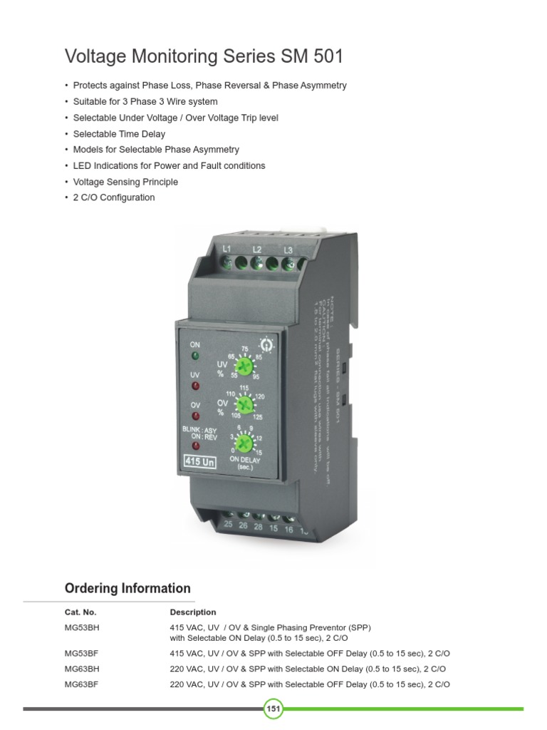 SM 501 Voltage Monitoring Relay Guide | PDF | Electromagnetic ...