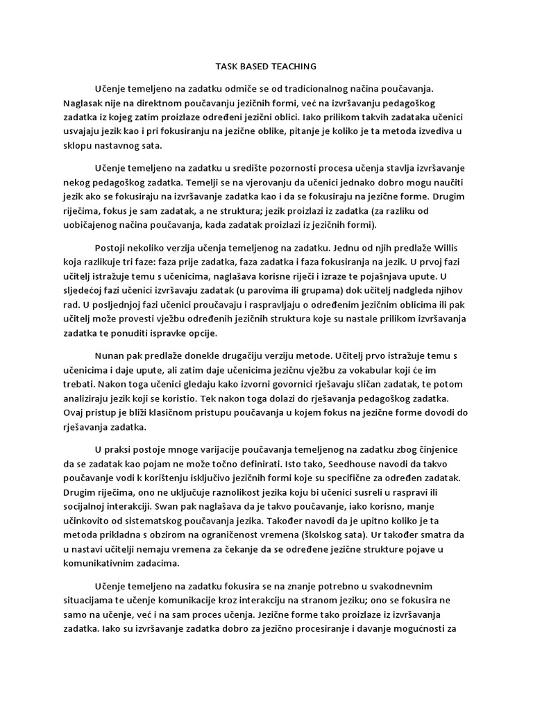 Task Based Teaching | PDF