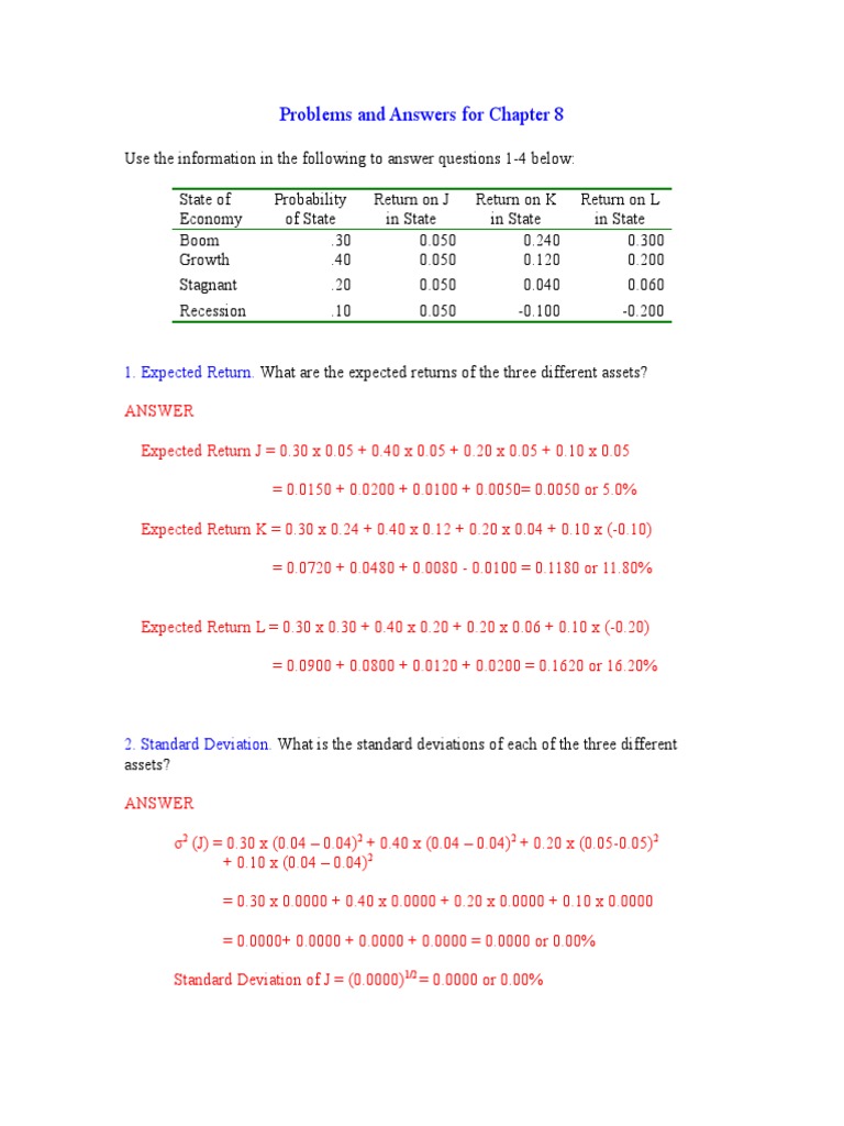 Chapter Eight End of Chapter Useful Questions and Solutions | PDF ...