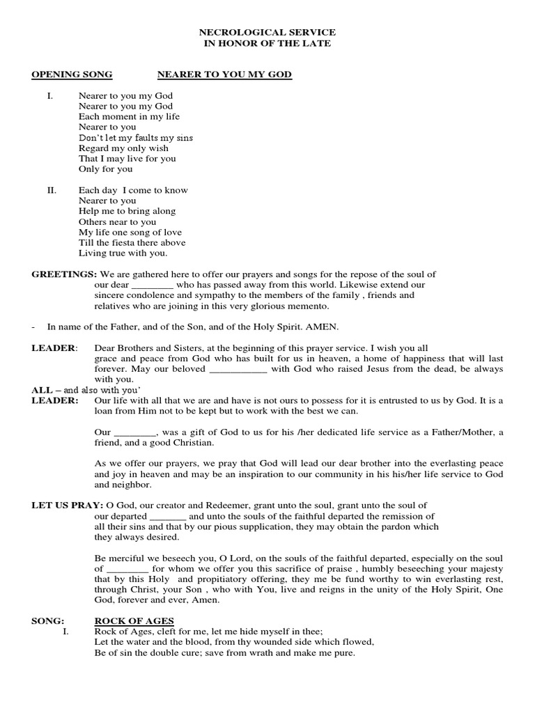 Necrological Service Program Guide | PDF | Religious Behaviour And ...