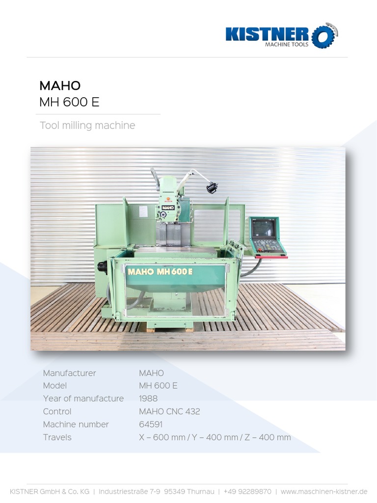 Maho MH 600 e en | PDF | Machines | Numerical Control