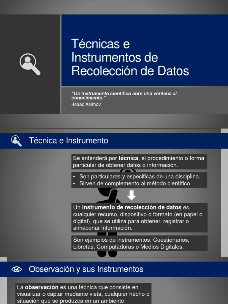 Técnicas e Instrumentos de Recolección de Datos | PDF | Observación ...