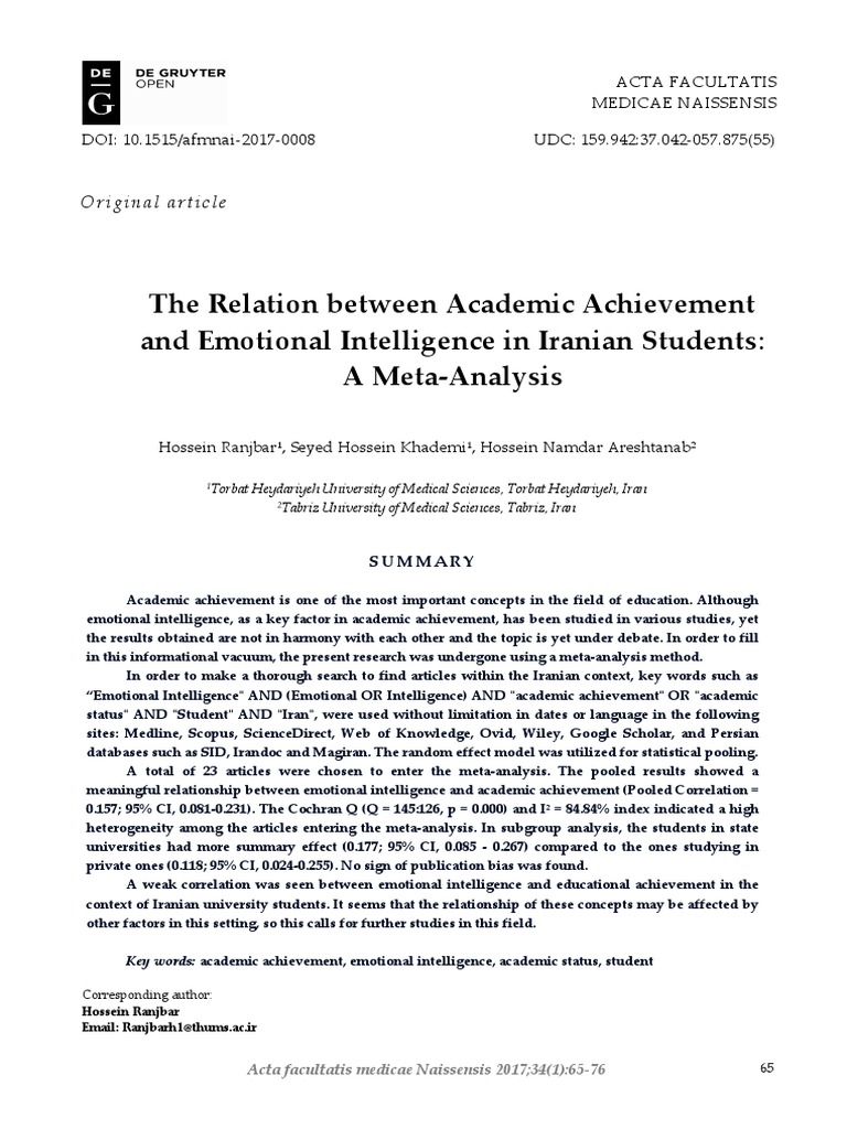 Iranian Students: EI & Academic Success | PDF | Emotional Intelligence ...