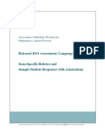 Released 2014 Assessment: Language 1, Writing: Assessment of Reading, Writing and Mathematics: Junior Division