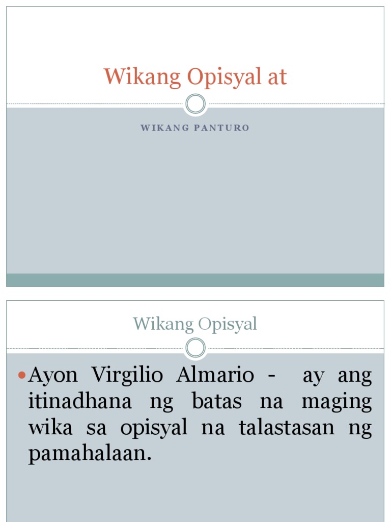 Wikang Opisyal at | PDF