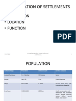 Classification of Settlements: - Population - Location - Function