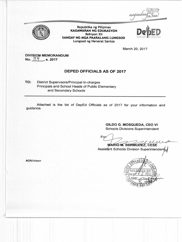 Deped Officials 2017 | PDF
