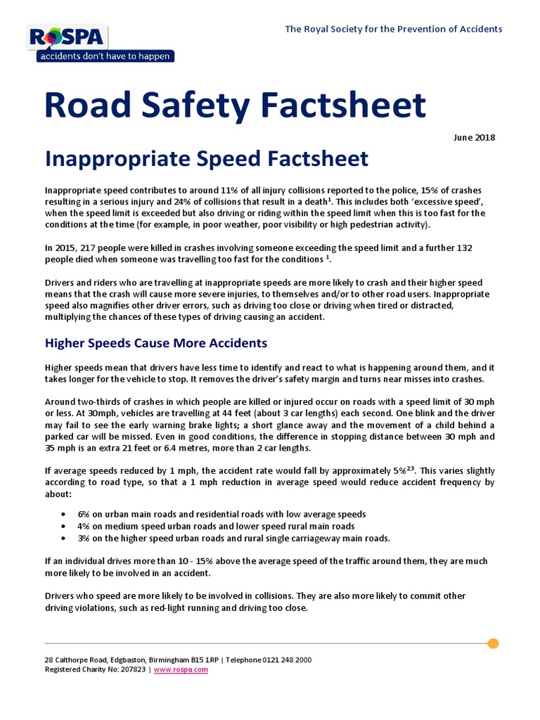 Inappropriate Speed and Road Safety | PDF | Speed Limit | Traffic Collision