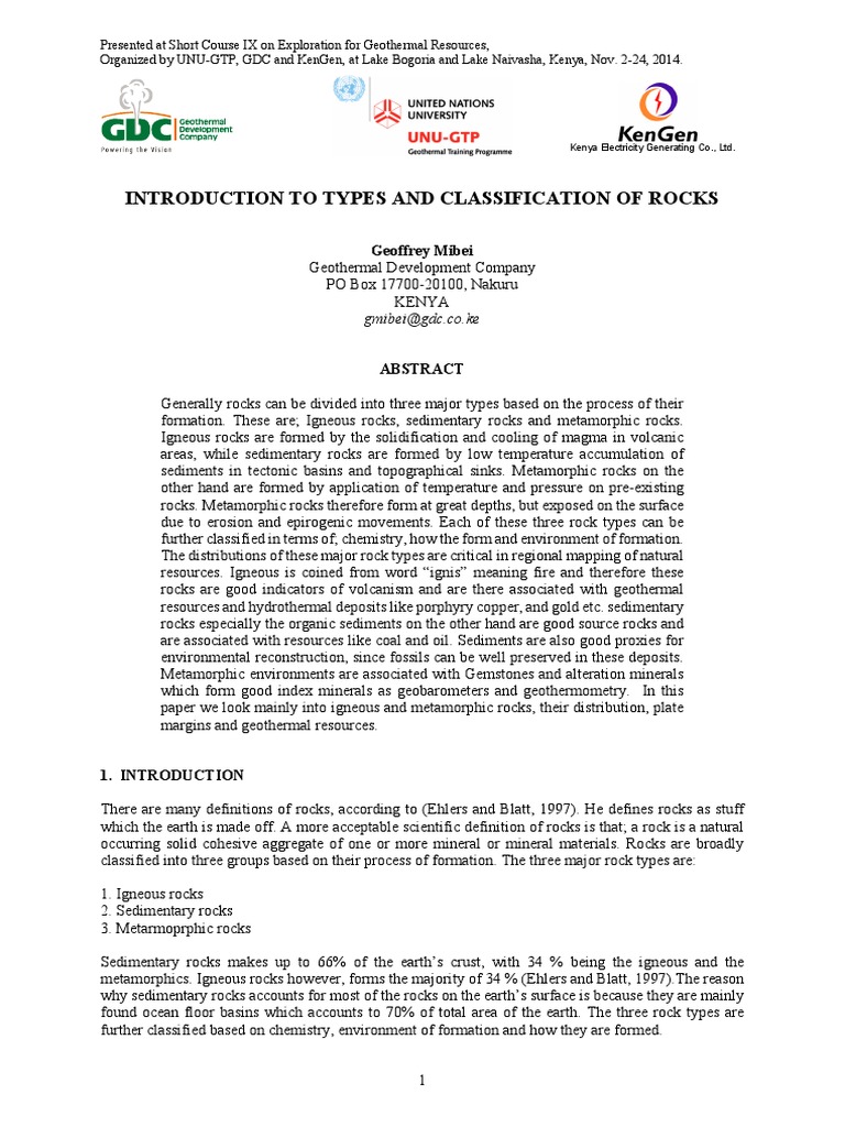 Introduction To Types and Classification of Rocks PDF | PDF | Rock ...