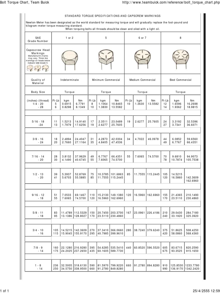Standard Bolt Torque Specifications | PDF | Screw | Machines