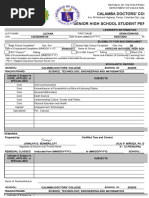 Calamba Doctors' College Senior High School Student Permanent Record