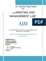 "Marketing and Management Lab": A Summer Training Project Report On