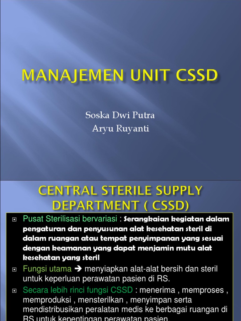 Fungsi dan Proses CSSD di Rumah Sakit | PDF | Pengembangan Diri ...