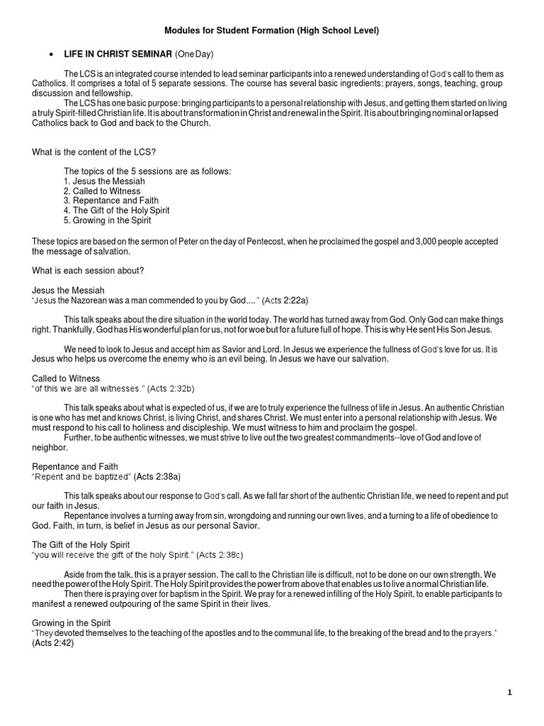 LCSC Modules For Youth | PDF | Baptism | Jesus