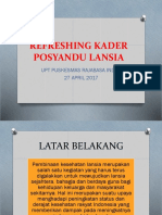Refreshing Kader Posyandu Lansia: Upt Puskesmas Rajabasa Indah 27 APRIL 2017