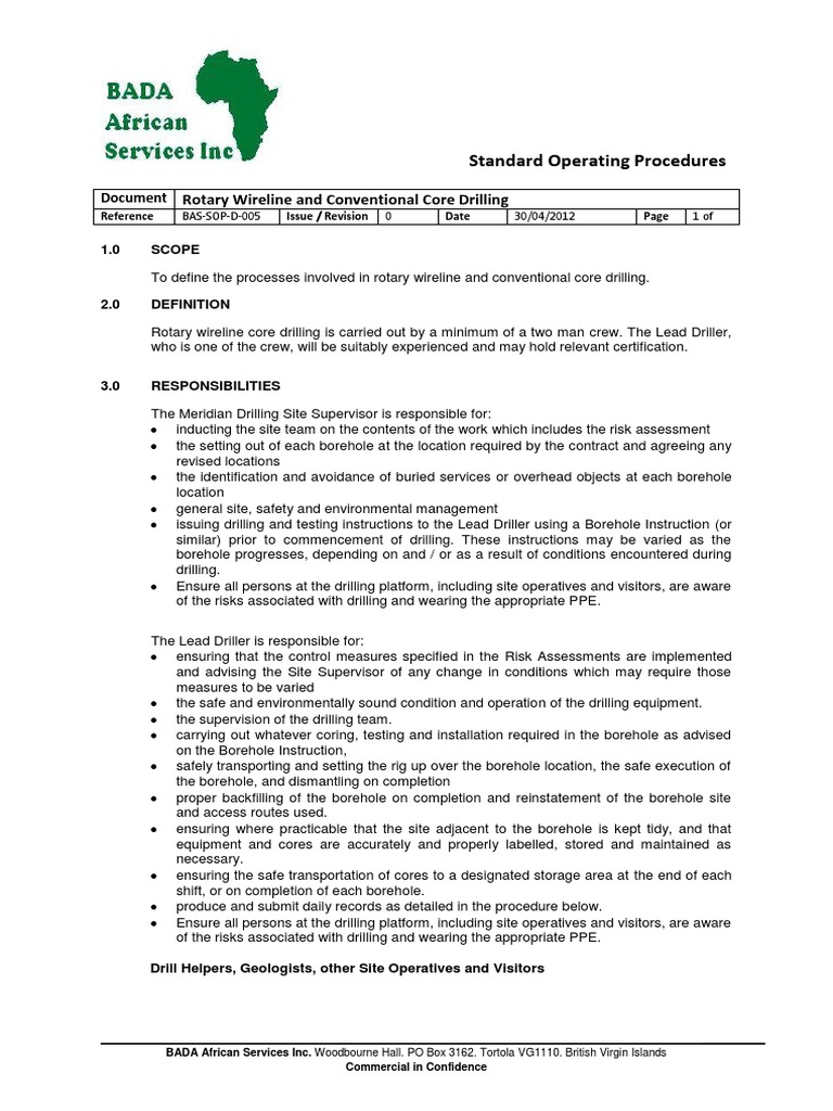SOPD005 Rotary Core Drilling (Wireline and Conventional) PDF