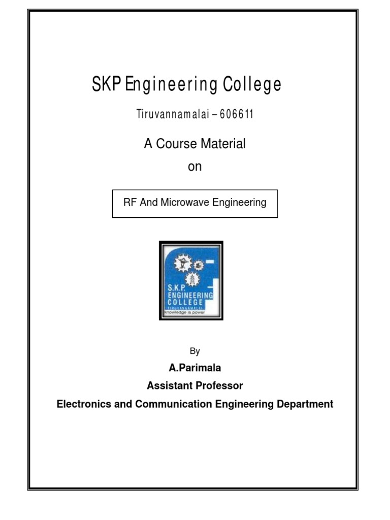 RF and Microwave Engineering Course Material | PDF | Amplifier | Capacitor