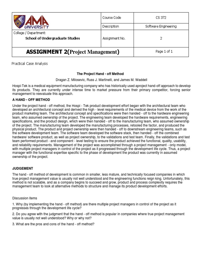 Project Hand-Off Method Analysis | PDF | Software Development | Project ...