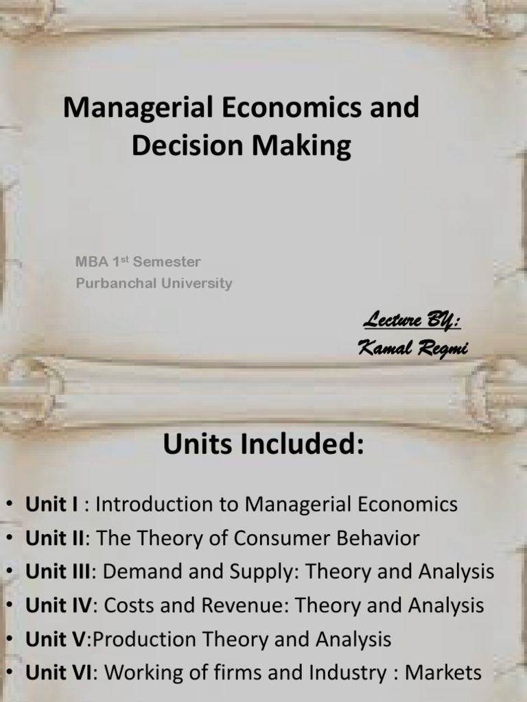Managerial Economics in Decision Making | PDF | Profit (Economics ...