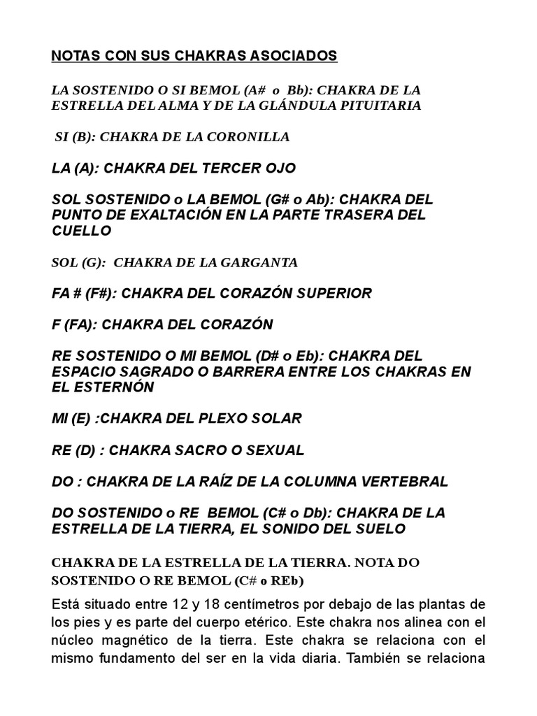 Notas Musicales y Chakras Asociados | PDF | Acorde (Música) | Alma