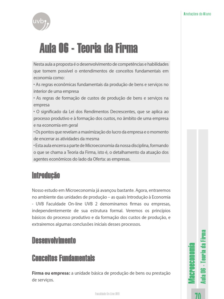 Teoria da Firma na Microeconomia | PDF | Custo médio | Economia