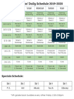 Harras 1st Grade Schedule 19-20