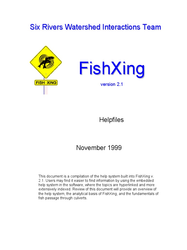 FishXing v2.1 Help Guide for Fish Passage | PDF | Surface Roughness ...