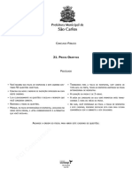 Caderno de provas psicólogo Concurso Prefeitura de São Carlos 2010