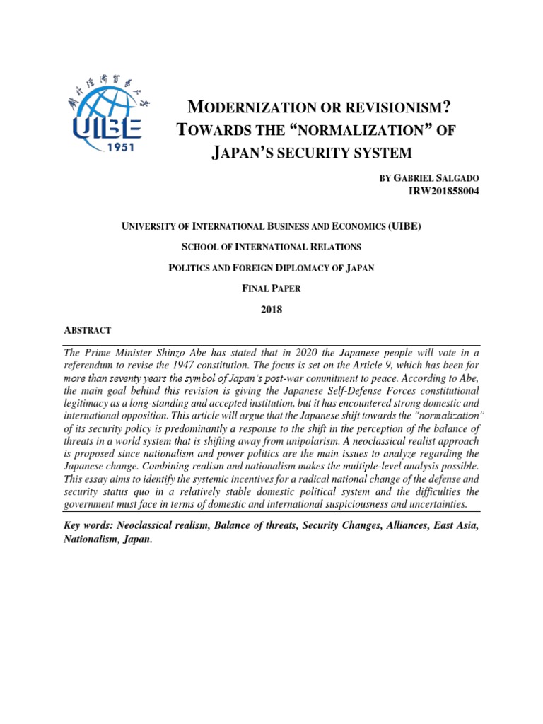 Japan's Security Policy Normalization | PDF | Shinzō Abe | Japan