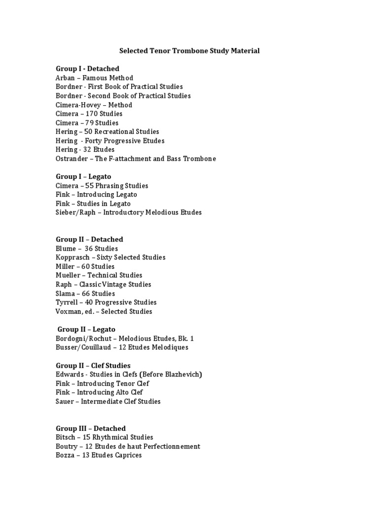 trombone etudes
