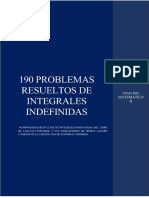 190 PROBLEMAS RESUELTOS DE INTEGRALES INDEFINIDAS