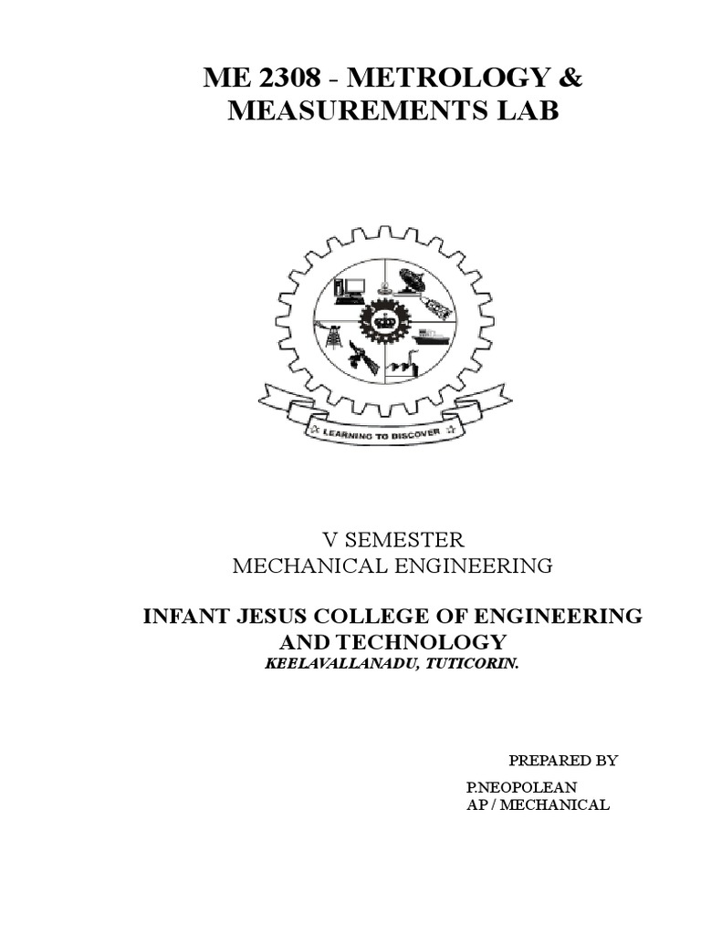 Me 2308 - Metrology & Measurements Lab: Infant Jesus College of ...